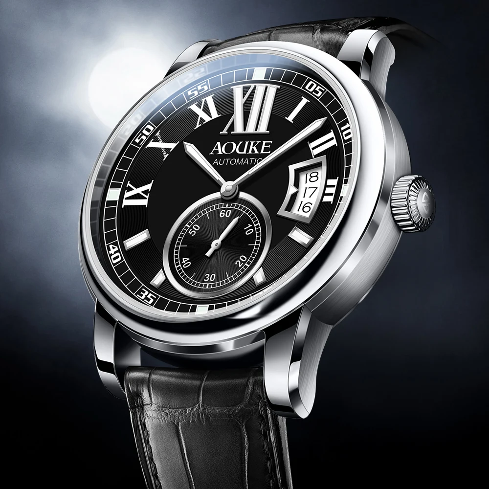  AOUKE men watch automatic self wind mechanical wristwatch dress watches fashion waterproof erkek ko