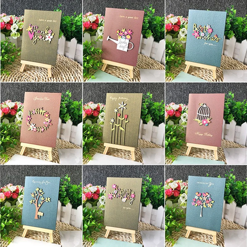 

Mini card creative models high-grade wood carving handmade decals universal blessing card birthday thank you greeting card