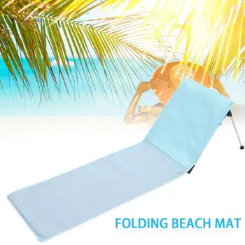 

Bed Leisure Backrest With Pocket Beach Mat Outdoor Camping Travel Padded Chair Portable Folding Sun Lounger Lightweight Picnic