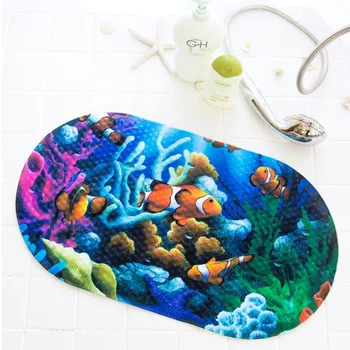 

High Quality Marine Fish Pattern Bath Mat PVC Non- Slip Bath Mat Bathtub Mat Shower Mat