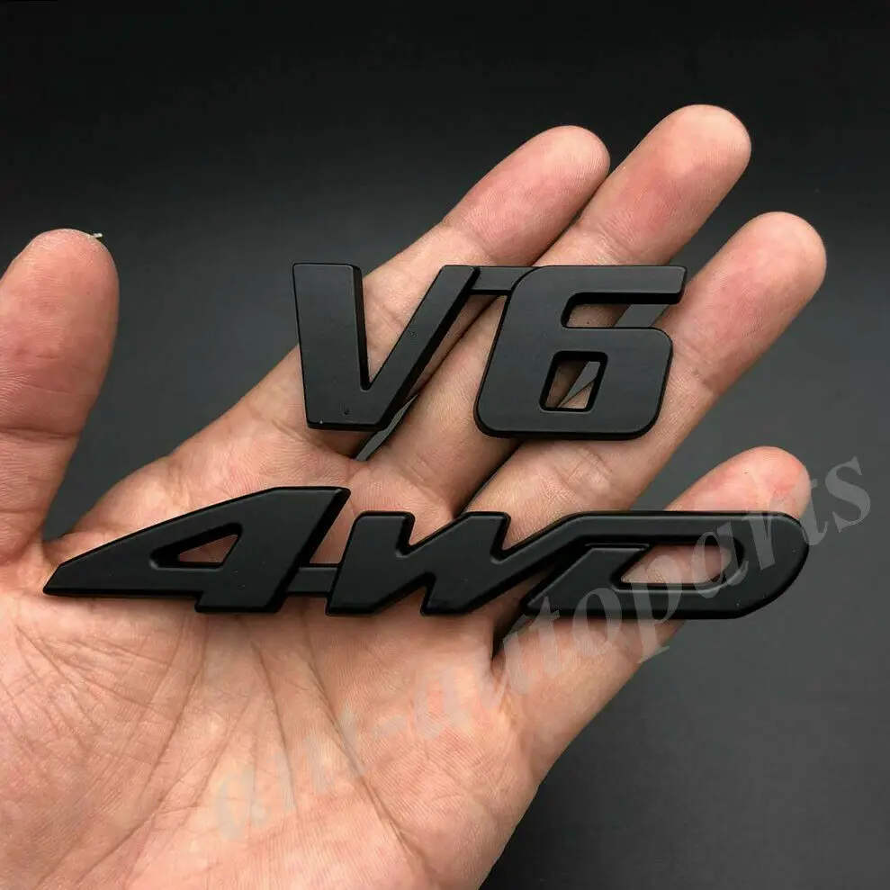 

2x Металлический матовый черный 4WD V6 винтажный багажник автомобиля эмблема значок наклейка