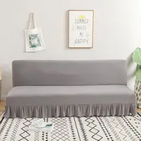 Solid Color Series Sofa Cover With Skirt Edge For Folding Sofa Cover Without Armrest All-inclusive Elastic Slipcover Protector 1