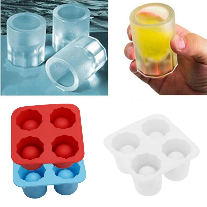 tesyyke ICES Tray Cup Mold 4 Grid ICES Shot Glasses Cup Mould for Summer Drink