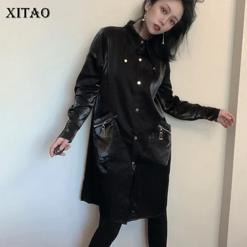 

XITAO Single Breast Women Blouse Fashion New 2020 Spring Elegant Goddess Fan Irregular Full Sleeve Loose Pocket Shirt DMY3039
