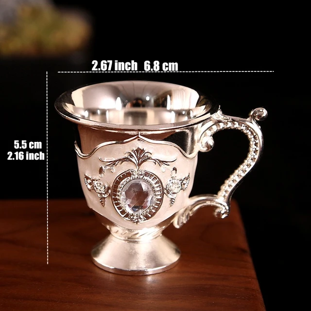 Mini Spirits Wine Glases Cup Vodka Alloy Portable Personalized Diamond Pattern 30ml Wedding Tumbler Bar Home Decoration Gift 30ml  1oz