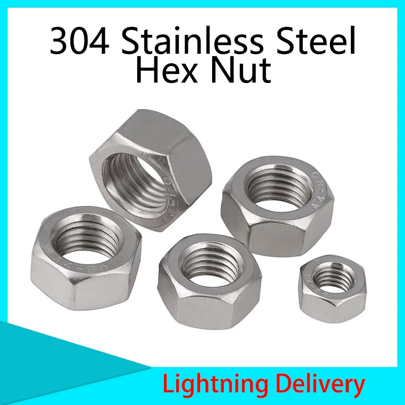Box of 200 M2 304 Stainless Steel Standard Hex Nut 