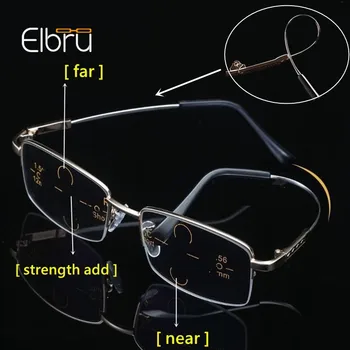 

Elbru Anti-blue Light Metal Titanium Multifocal Progressive Glasses Women&Men Anti-fatigue Magnifying Presbyopia Eyeglasses