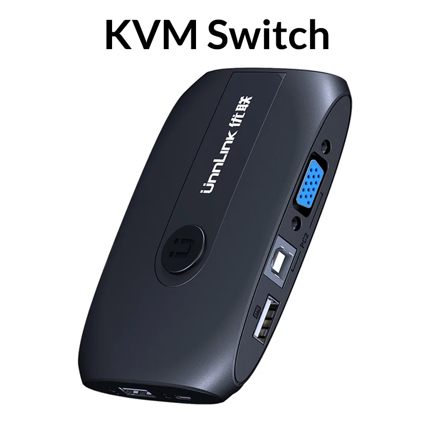 VGA KVM Switch Unnlink 2X1 VGA KVM переключатель коробка Селектор с расширителем 2 порта USB 2,0 общий монитор мышь Клавиатура для 2 компьютера Ноутбуки ПК - Цвет: VGA KVM Switch