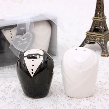 

Ceramic Bride And Groom Salt & Pepper Shakers 50SET/LOT wedding favor party birthday gift guest gift present (2PCS/SET)