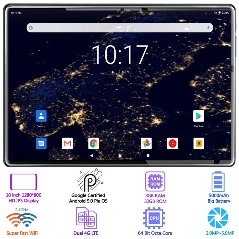 Горячее предложение ультра тонкий планшетный ПК 10 дюймов 4G lte-экран восемь ядер 32