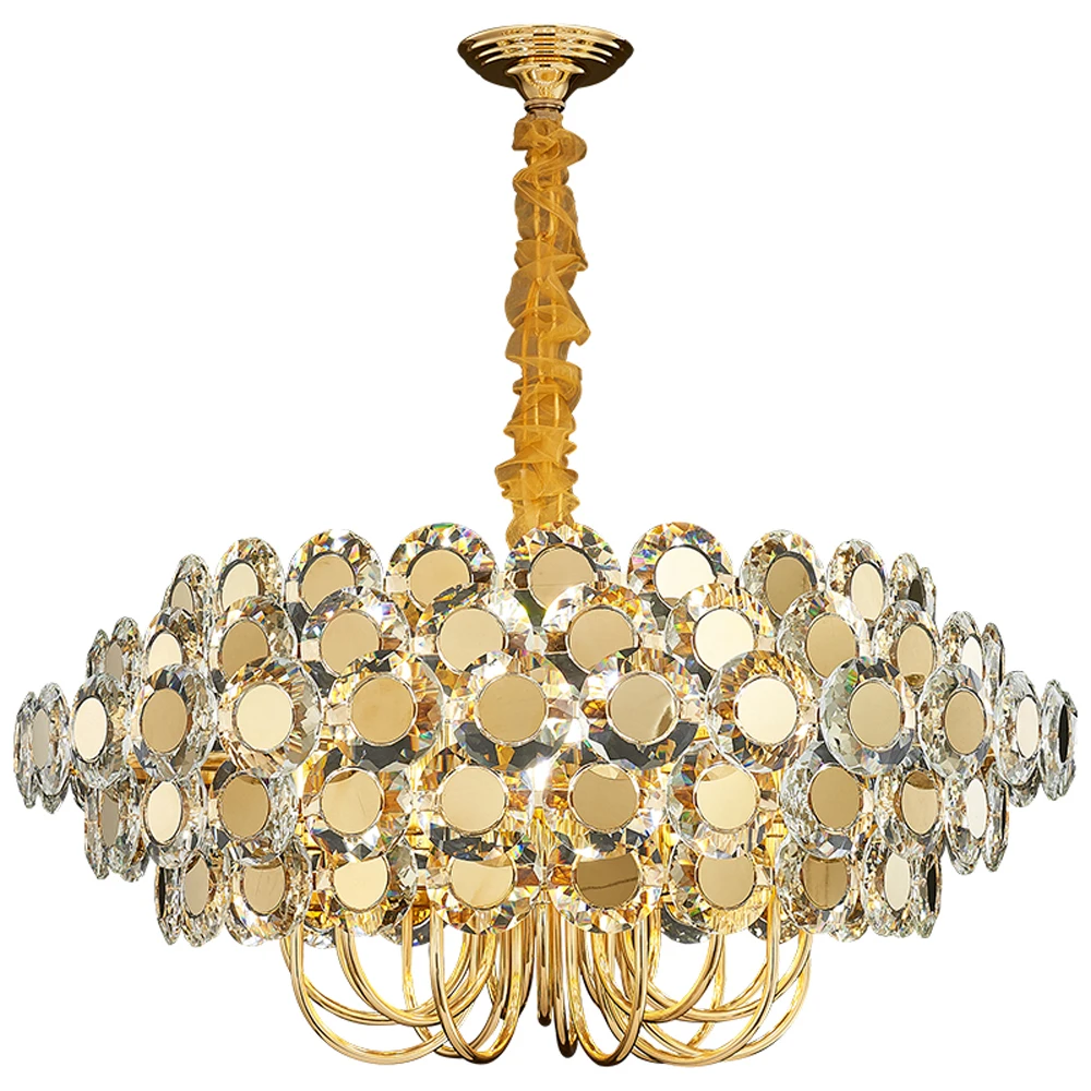 Скандинавский дизайн, Золотая хрустальная люстра, освещение для гостиной, AC110V 220v светодиодный подвесной светильник для столовой, барная лампа