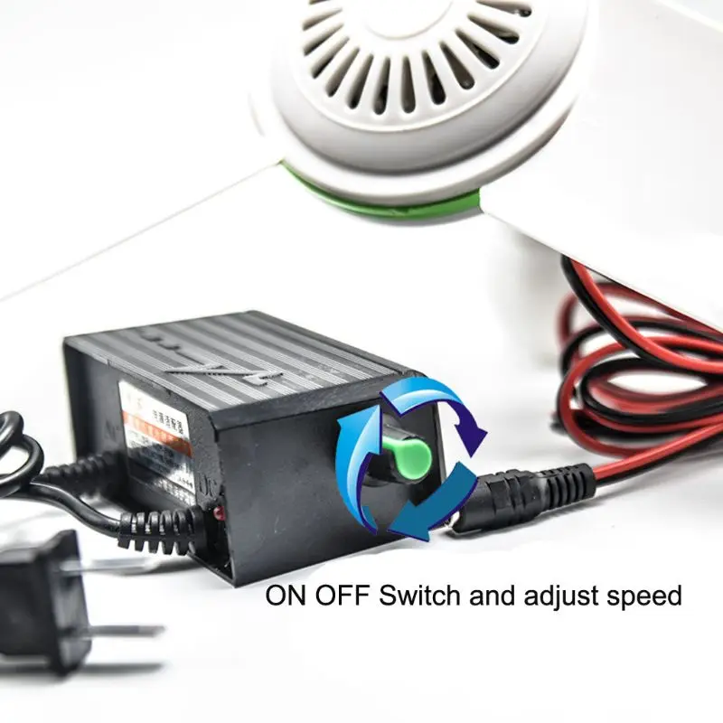 

US Plug AC 100-240V 12V Adjust Speed Household Ceiling Cool Fan Tent Hanging Fan