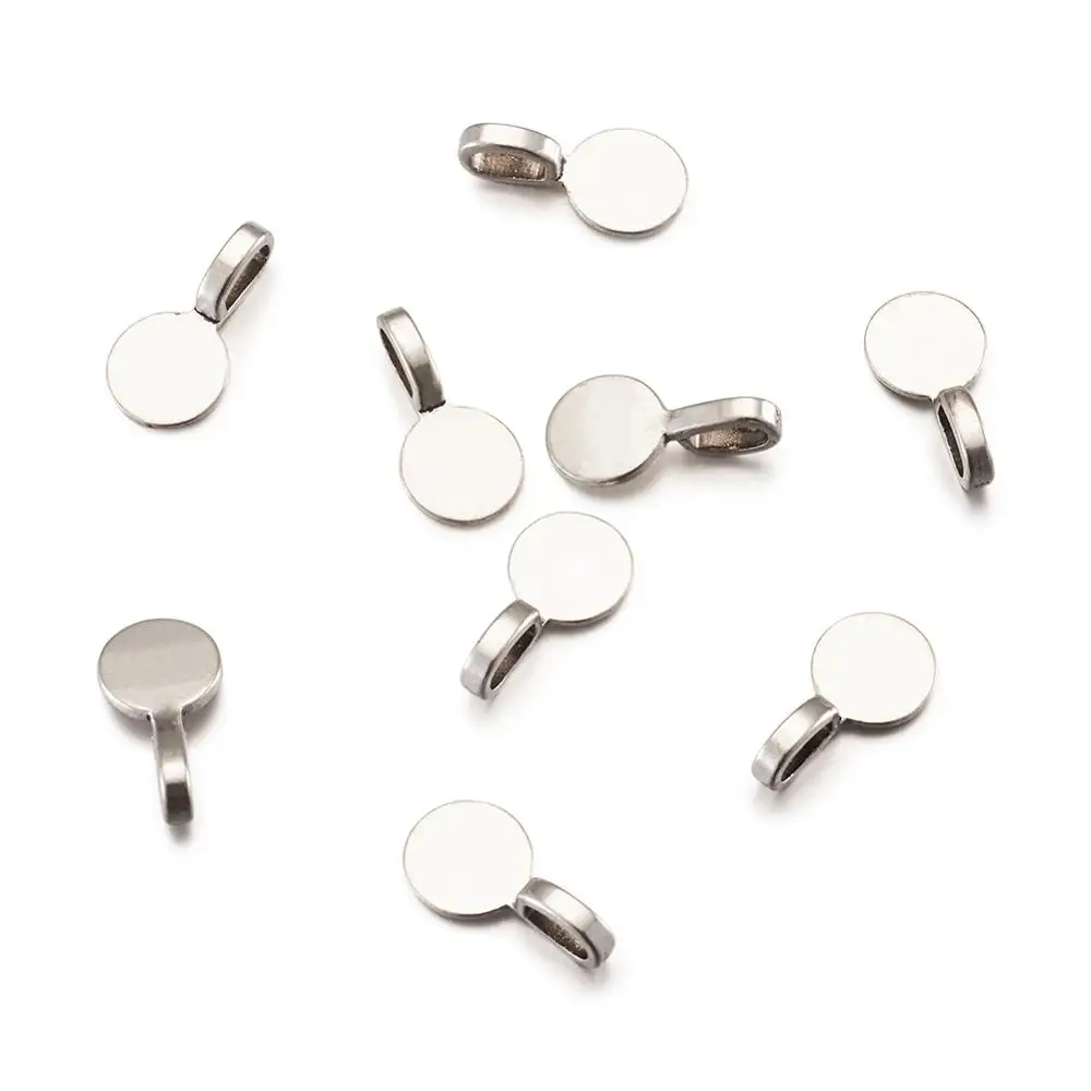 20pcs Tibetan Style Alloy Flat Round Glue On Bails Pad Tiles Cabochon Setting Pendants Jewelry Findings DIY 18x10x5.5mm | Украшения и