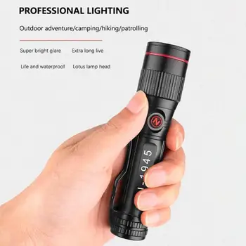 

Hot Sale Flashlight LED Lamp Torch 600LM Outdoor Retractable Zoom LED Flashlight Built-in Battery for Hiking and Travel