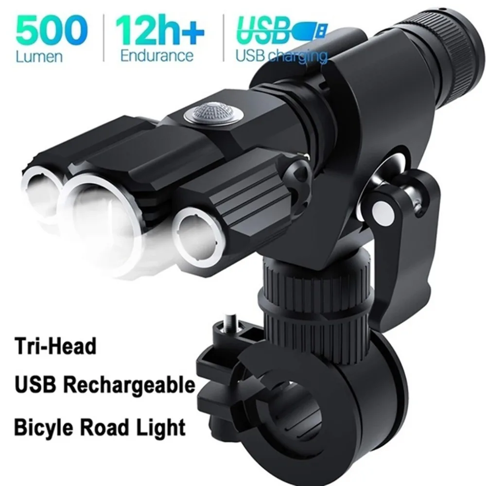 Outdoor LED rotating flashlight  waterproof USB charging night fishing riding lights safe travel lighting 35A7 (1)