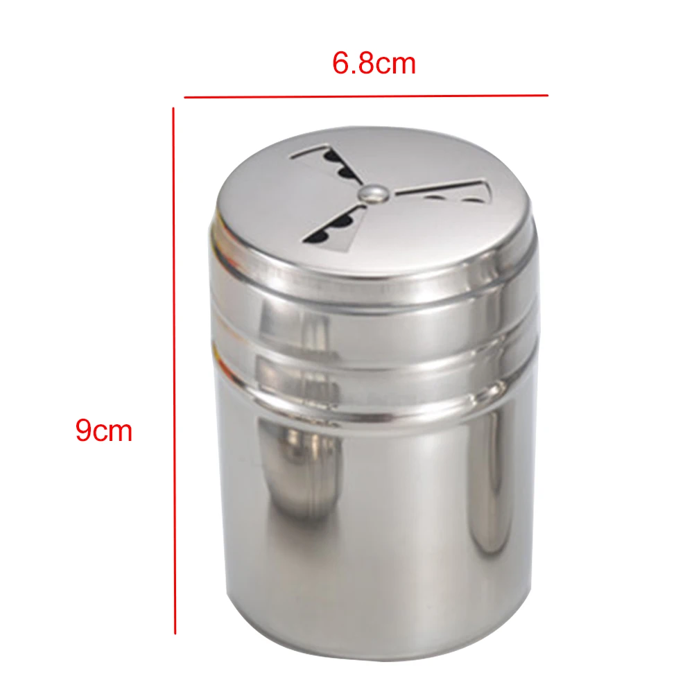 Flour Seasoning Barbecue Kitchen Stainless Steel Cooking Tool Storage Can Pepper Spice Condiment Container Rotate Shaker