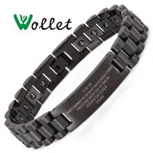 Wollet ювелирные изделия подарок для семьи сын мама папа дочка гематит ID браслет из нержавеющей стали браслет для женщин мужчин черный забота о здоровье