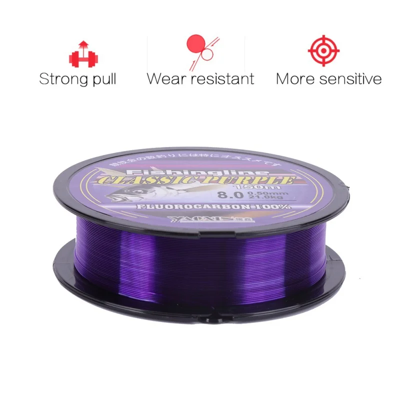 Purple 150m Monofilament Nylon Fishing Line Strong Pull Fishing Wire  Fluorocarbon Fishing Leader Line Fishing Accessories - AliExpress