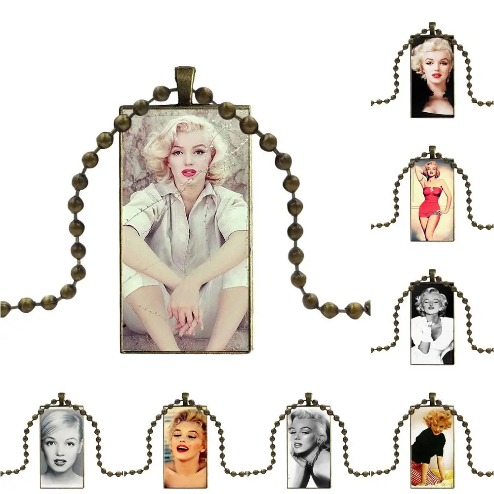 2019 Hybrid Marilyn Monroe Design Fashion Vintage Glass Women Rectangle Necklace Pendants For Jewelry | Украшения и аксессуары