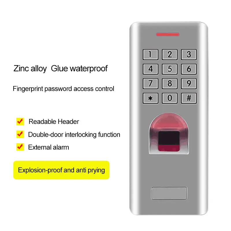 

Deep waterproof 1000 users standalone fingerprint keypad access control reader for door lock gate opener access control