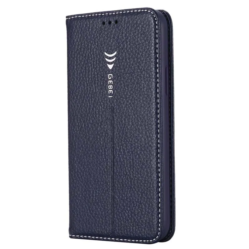 Роскошный бренд GEBEI кожаный флип уникальный магнитный чехол для iphone 6 7 8 8Plus 11 11Pro 11Promax X XS XR XSMax KS0415 - Цвет: blue