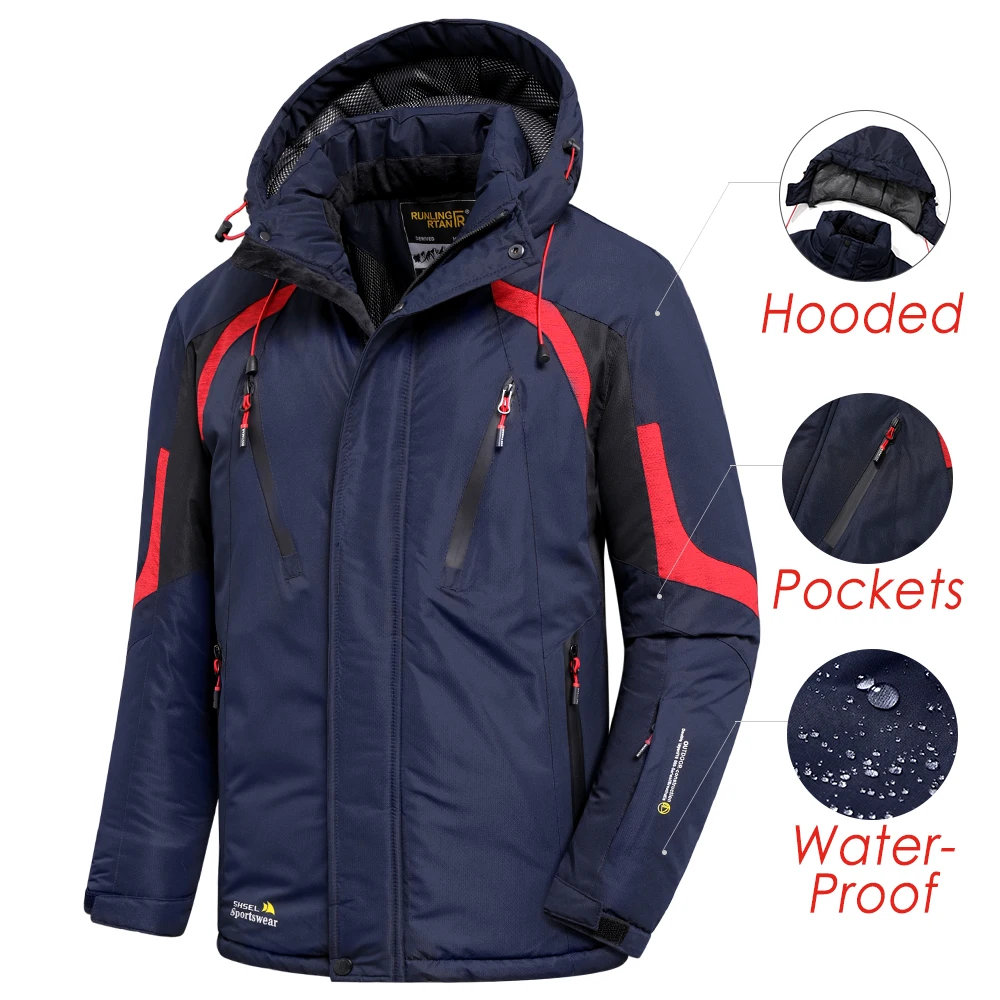 Men Winter New Outdoor Jet Ski Premium Snow Warm Parkas Jacket Coat Men Outwear Casual Hooded Waterproof Thick Fleece Parka Men 5
