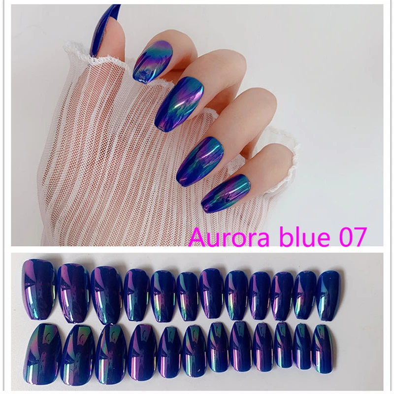 24pcs Net Red Fake Nails 9colors Available Finished Nail Piece Aurora Nail Patch Removable False Nails Press On Nails False Nails Aliexpress