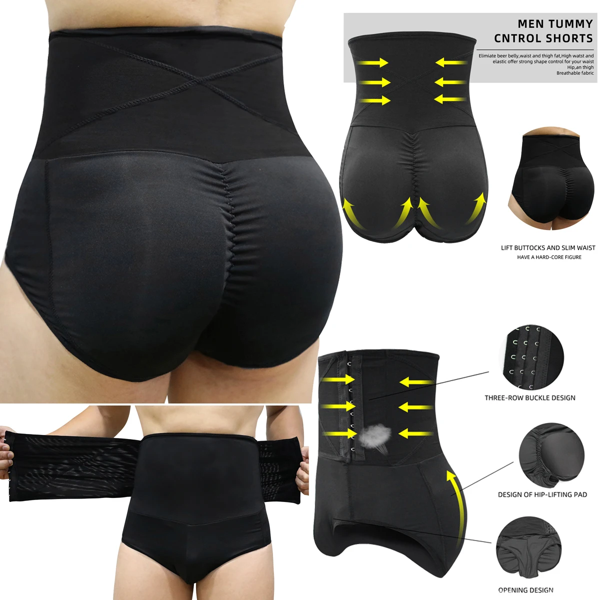 

6XL Padded Butt Lifter Panty Body Shaper Fake Hip Shapwear Underwear Plus Size Shaper Underwear Men Boxer Boxershorts Men