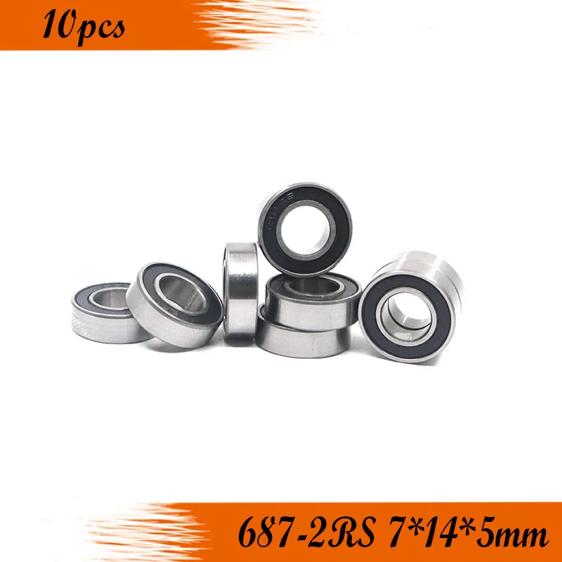 

10pcs 687-2RS rubber sealed deep groove ball bearing 687 687RS 7x14x5 miniature steel ball bearings 7*14*5 mm