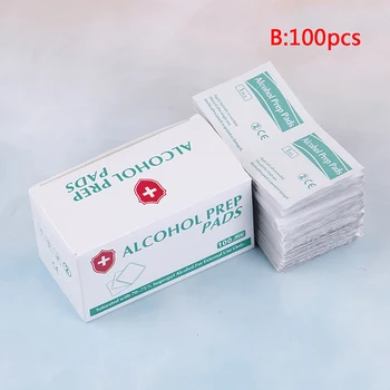 

Portable 100PCS Professional Alcohol Swabs Pads Wet Wipes 70% Isopropyl First Aid Home Skin Cleanser Sterilization(B Style)