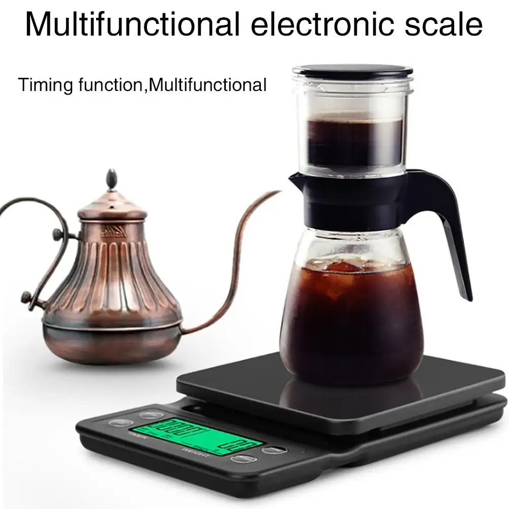 

Portable 5kg/0.1g Drip Coffee Scale With Timer Electronic Digital Kitchen Scale High Precision LCD Electronic Scales