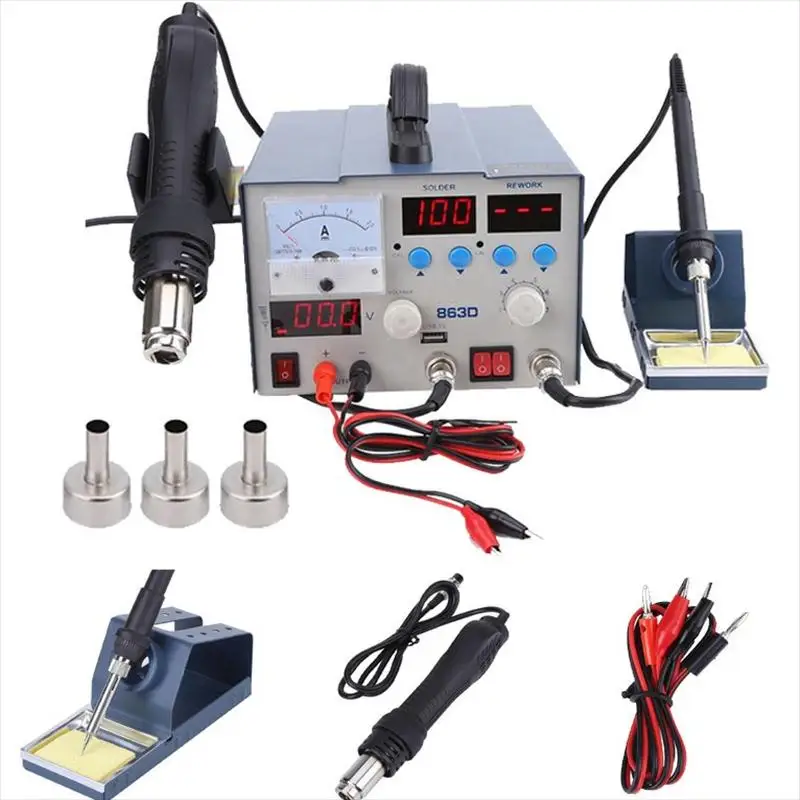 

3 IN 1 800W Digital LED SMD Soldering Heat Gun Soldering Station Hot Air Rework Gun Tool 110V-220V Power Supply Shrink Drying