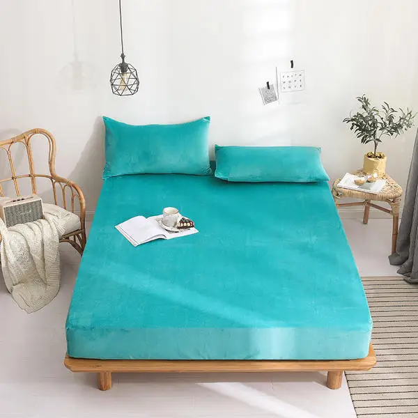

New 1pcs Winter Warm Flannel Bed Mattress Set with Four Corners Elastic Band Sheets Fitted Sheet 150*200/180*200cm Bedsheet