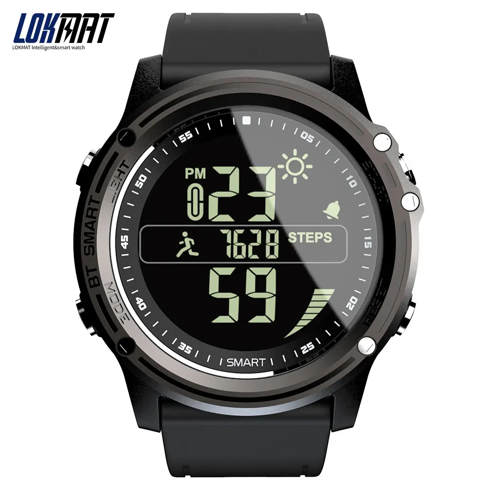 LOKMAT MK07 Смарт часы Bluetooth с 1,25 дюймов FSTN экран Водонепроницаемый фитнес трекер активности Удаленная камера для Android iOS - Цвет: Black