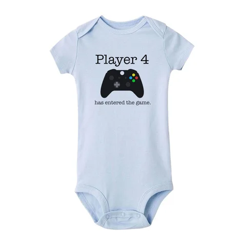 Newborn Baby Boy Girl Short Sleeve Letter Print Player 2/3/4 Has Entered The Game Romper Baby Clothes Hot Designs