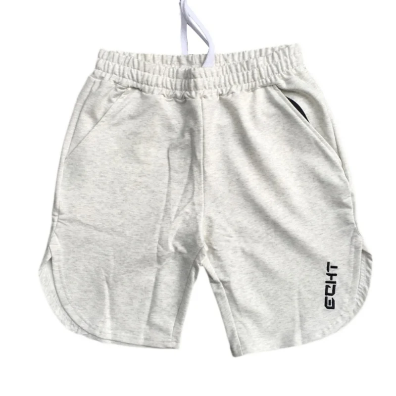 white gray Новые хлопковые спортивные шорты для бега для мужчин, дышащие мужские повседневные шорты, хлопковые летние свободные штаны - Цвет: white gray