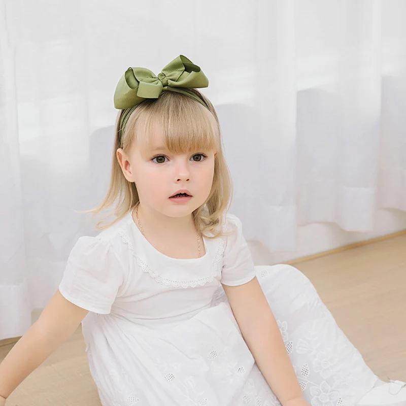 

1Pcs Baby Girl Headband Solid Color Big Bow Knot Baby Girl Headwear Nylon Infant Hairband Kids Hair Accessories