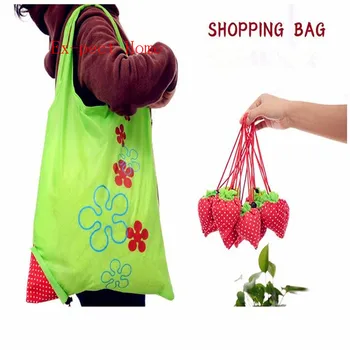 

500pcs Portable Cute Eco Reusable Storage package Tote Folding Foldable Strawberry Bag home