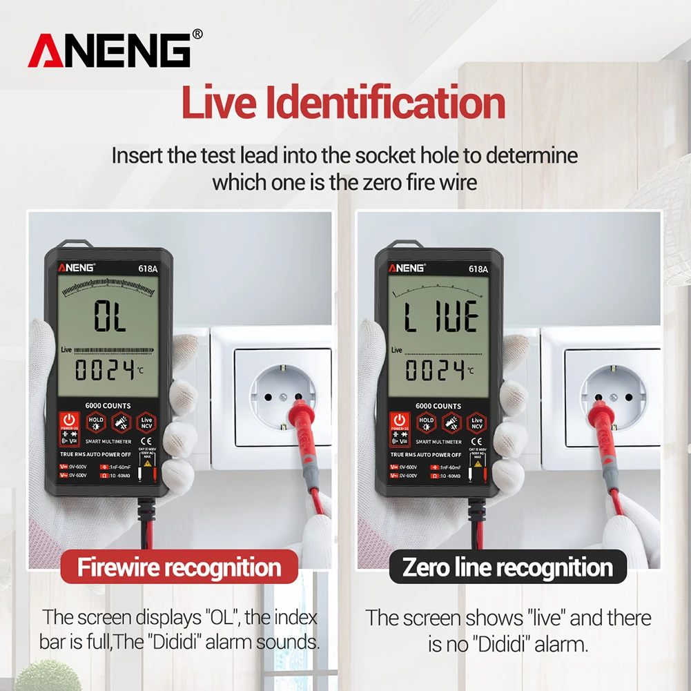 ANENG 618A Цифровой мультиметр 6000 граф DC/AC тестер напряжения измеритель тока