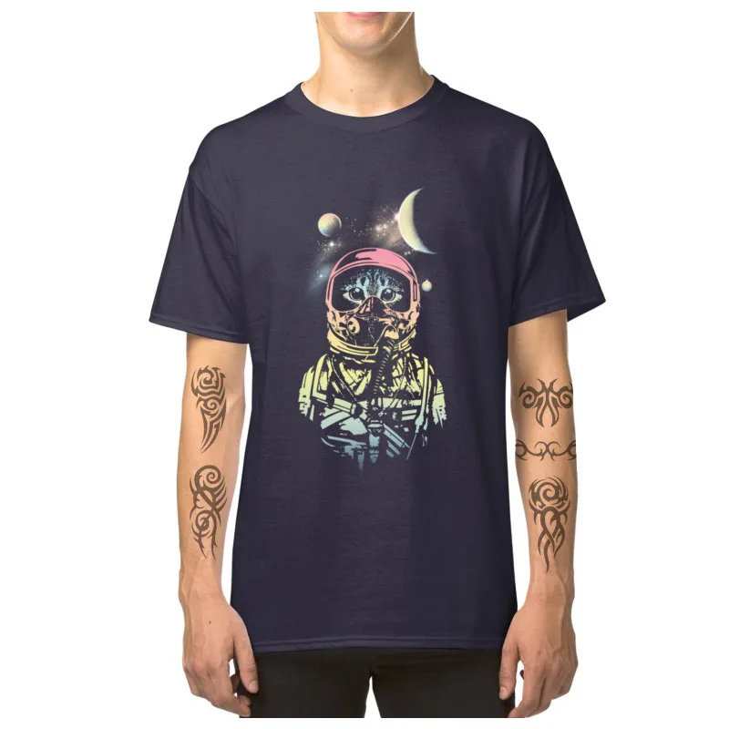 Retro Mens Tops & Tees Catstronaut_355 3D Printed T Shirt All Cotton Short Sleeve Printed Tops Shirt O-Neck Drop Shipping Catstronaut_355 navy