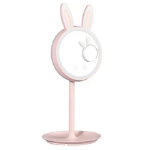 Зеркало для макияжа с кроликом, светильник с тремя лампами, светящаяся лампа с зарядкой, светодиодная настольная лампа для макияжа, прикроватная лампа для спальни, зеркало для ванной, передний светильник