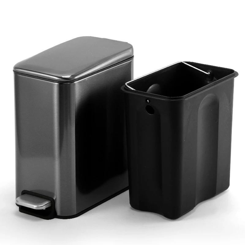 

5L Rectangular Small Stainless Steel Step Trash Can Wastebasket Garbage Container Bin for Bathroom K888