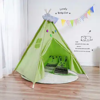 

1.1m Indian Children's Tent Teepee For Kids Portable Tipi Infantil House For Children Cabana Tents Cotton Carva Indoor Playhouse