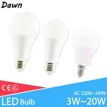 Светодиодный светильник с регулируемой яркостью, светодиодный, E27, E14, AC 220 В, 240 в, Smart IC, настоящая мощность, лампада, светодиодный, 20 Вт, 18 Вт, 15 Вт, 12 Вт, 9 Вт, 6 Вт, 3 Вт, светодиодный, Bombilla Ampoule