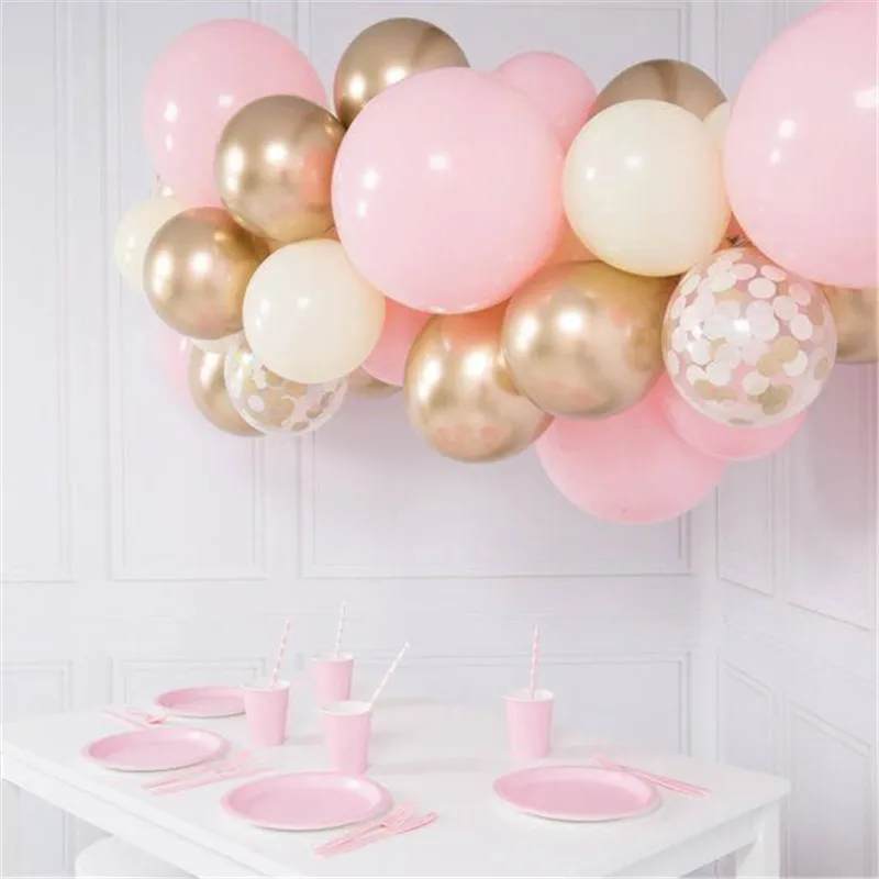 40 шт. DIY Розовые воздушные шары Макарон гирлянда арочный комплект золотые металлические конфетти воздушные шары Свадьба Помолвка день рождения, детский душ украшения