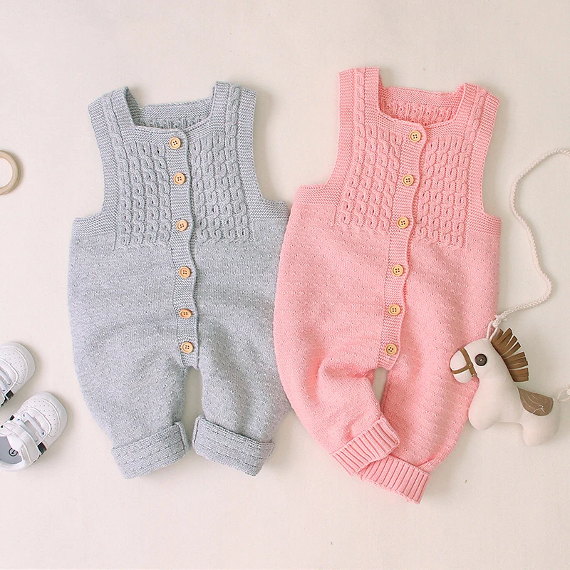 Вязаный комбинезон для новорожденных мальчиков и девочек от 0 до 24 месяцев