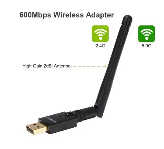 USB Wifi адаптер 600 Мбит/с Wi-Fi адаптер 5 ГГц 2dBi антенна USB Ethernet ПК Wi-Fi адаптер USB Lan Wifi ключ AC Wifi приемник