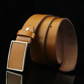 

New wild antique smooth buckle belt Business casual vintage denim belt
