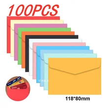 Lot de 100 Mini enveloppes en papier couleur bonbon, DIY, multifonctions, fournitures scolaires, carte postale