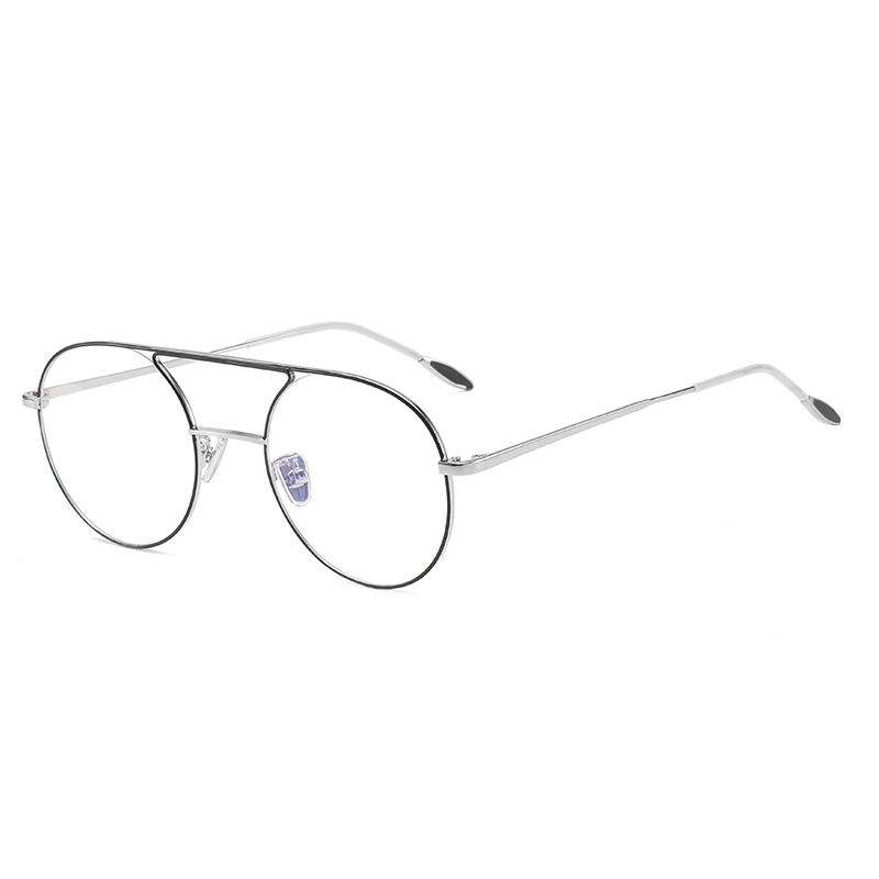 Женские очки shauna, Ретро стиль, круглые очки, высокое качество, Ретро стиль, Классическая оправа из сплава, анти-голубые лучи, прозрачные линзы, очки - Цвет оправы: Black Silver Clear